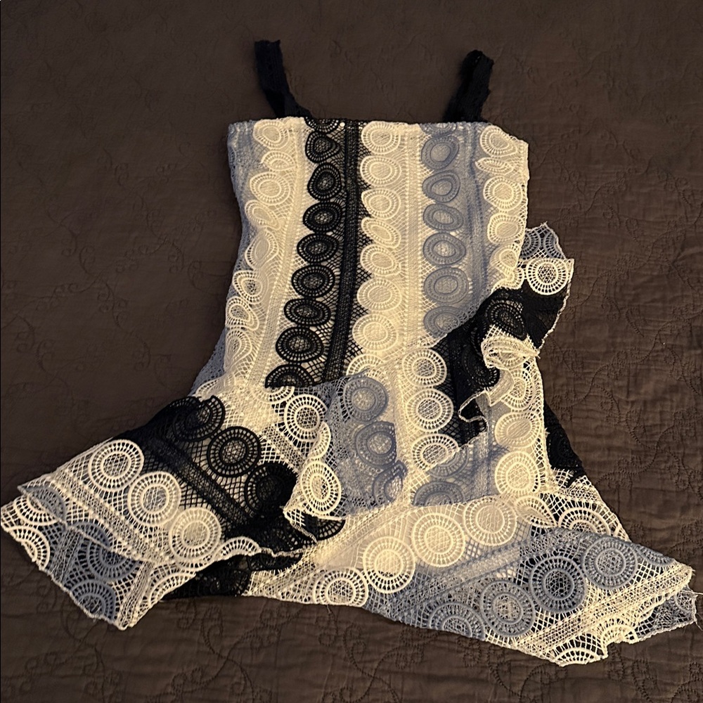 L'ATISTE Blue and White Lace Dress